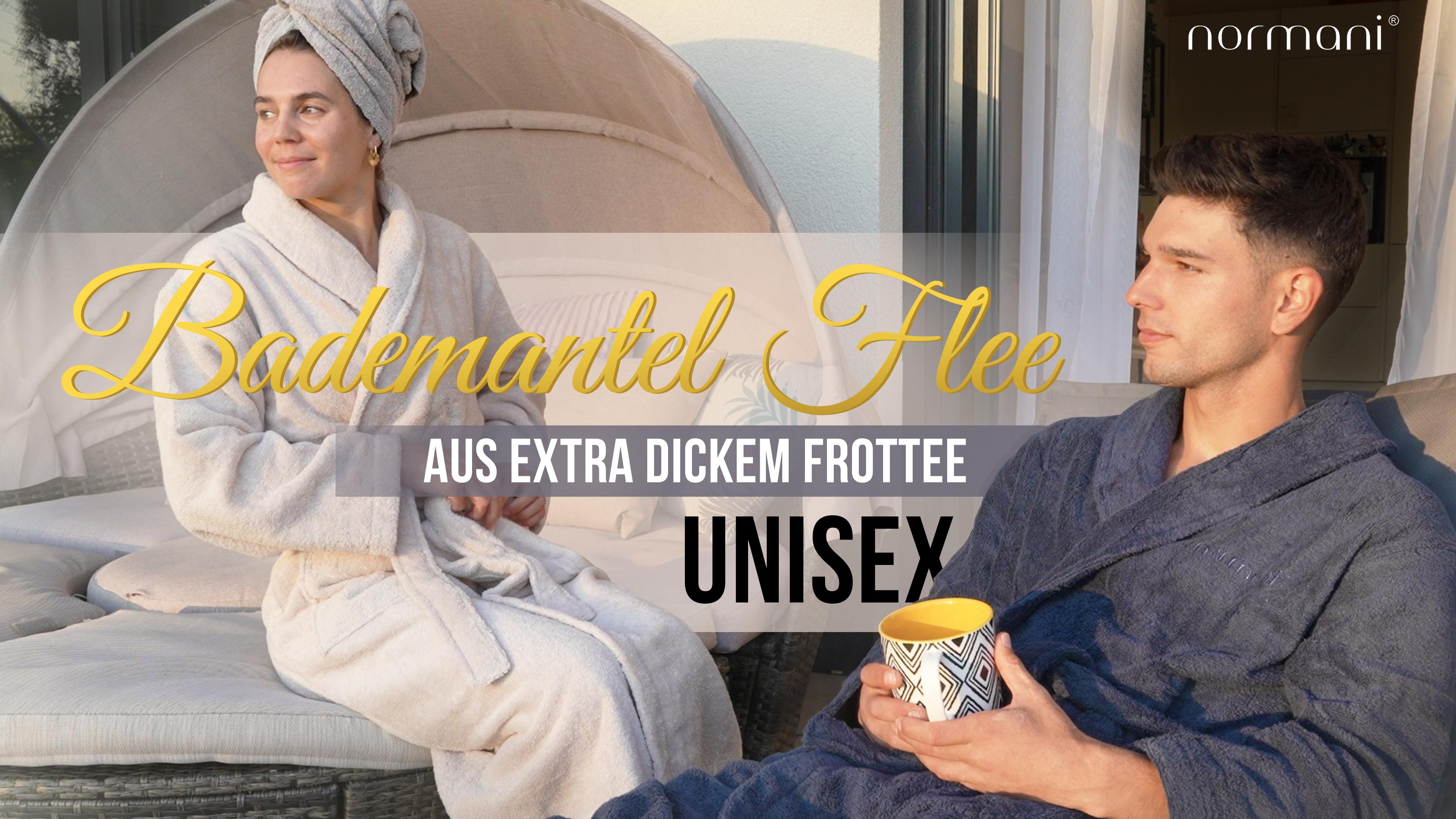 Normani Herren Bademantel Extra Lang – 100% Baumwolle, Oeko-Tex 100, Für Große Menschen
