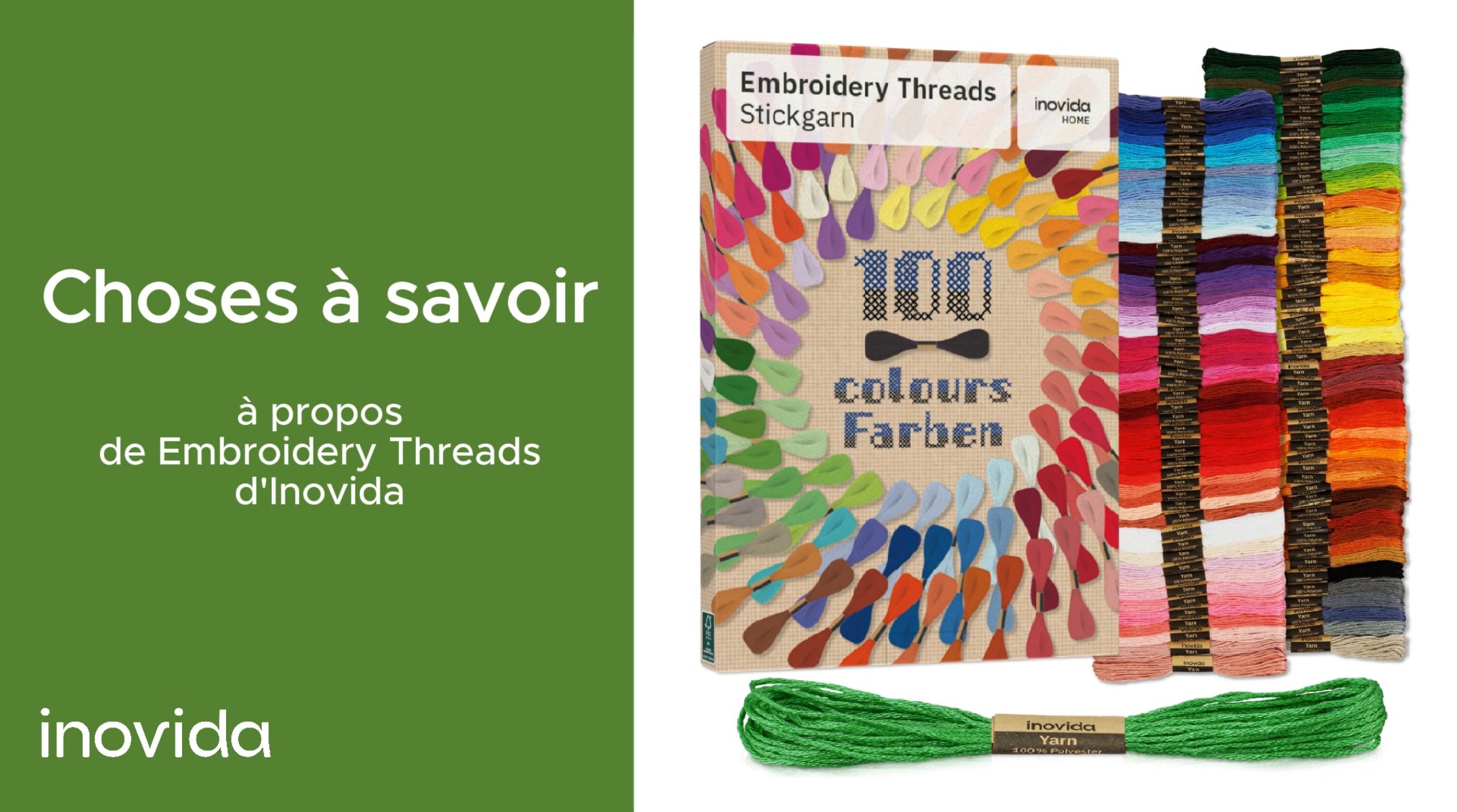 Kit Fils à Broder Inovida - 100 Couleurs X 5m - Pour Bracelets D'Amitié, Crochet, Macramé - Polyester