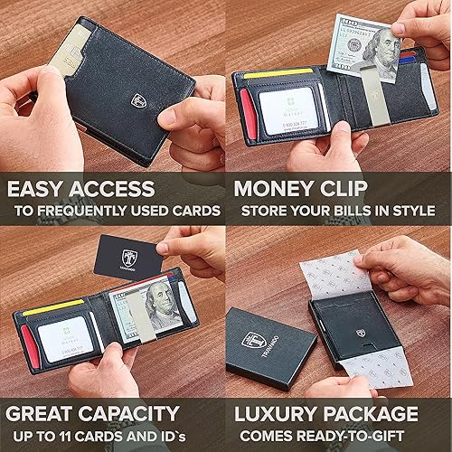Miniatura 2 de TRAVANDO AUSTIN - Cartera delgada para hombre con clip para dinero, bloqueo RFID, soporte para tarjetas de crédito plegable para hombres con caja de