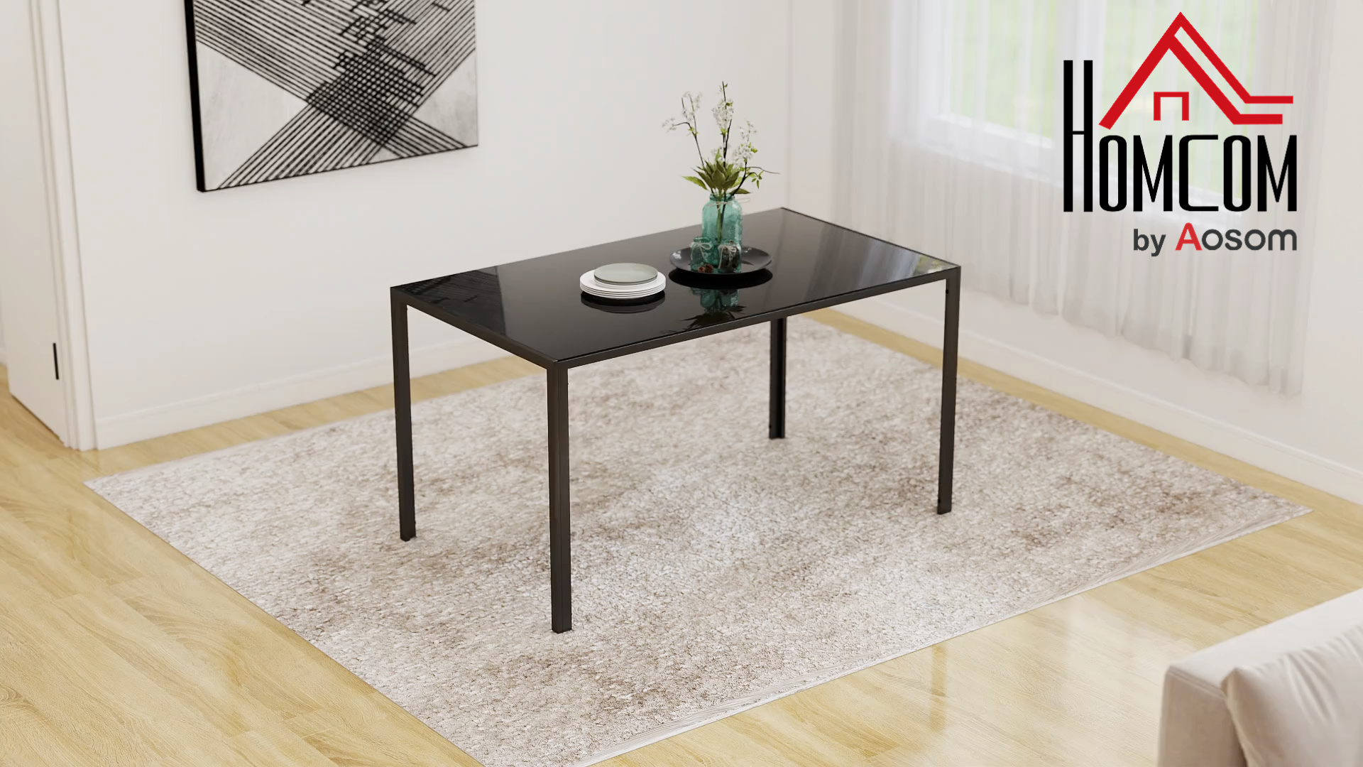 Tavolo da pranzo allungabile 120–160 cm, tavolo cucina e balcone, MDF nero, per 6 persone | Leroy Merlin