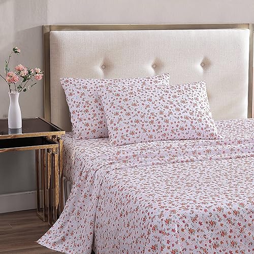 Miniatura 2 de Betsey Johnson - Juego de sábanas de tamaño matrimonial, ropa de cama sedosa y ligera, resistente a la decoloración y a las arrugas (follaje rosa de