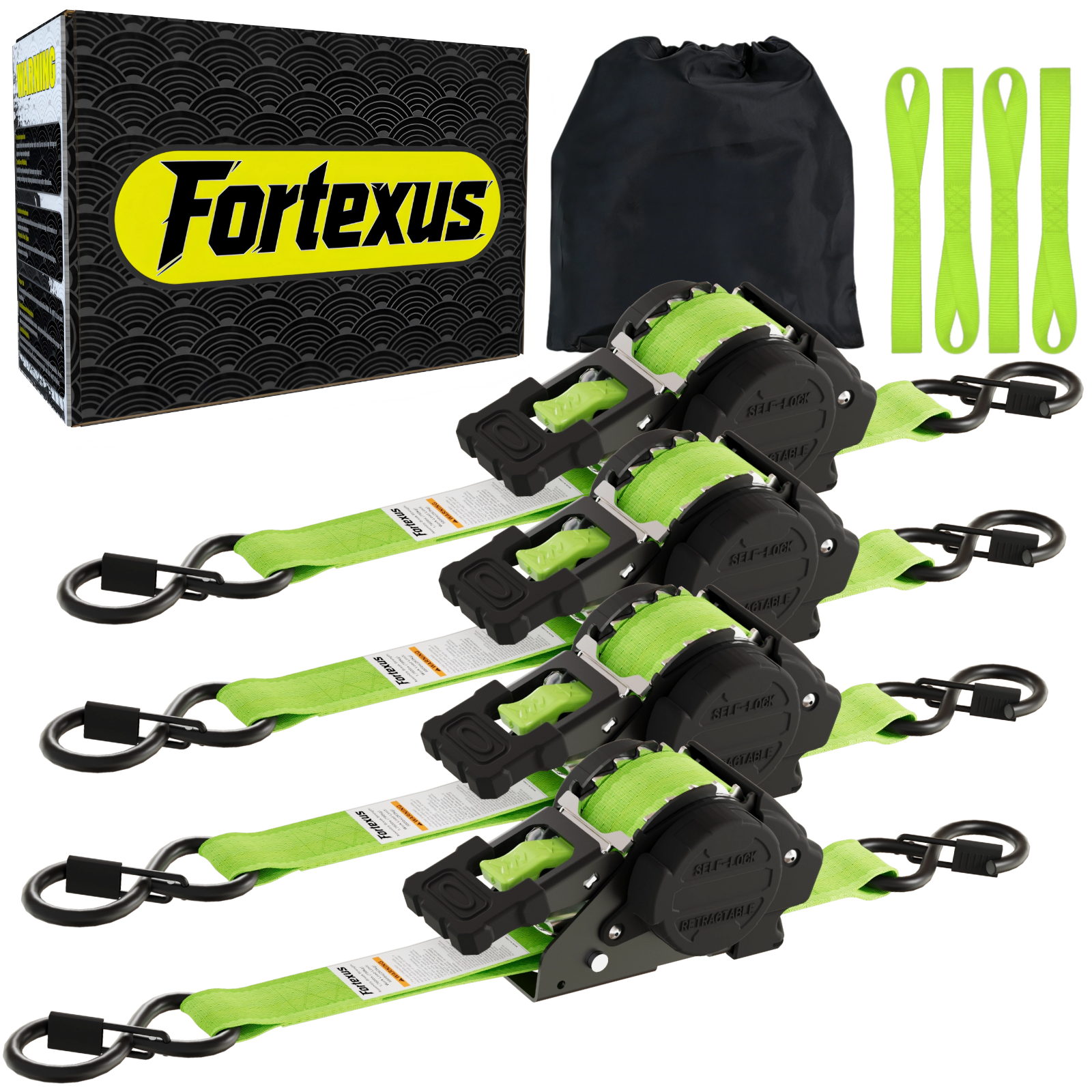 Amazon.com: Fortexus Retractable Ratchet Straps,1'' x 12' Tie