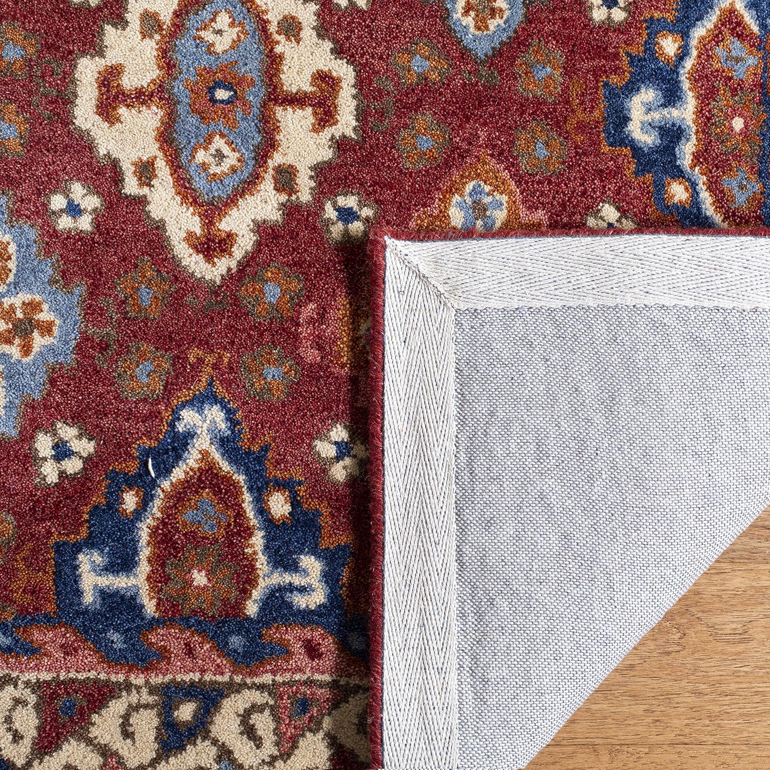 SAFAVIEH Antiquity Collection 2'3" x 8' Red/Blue AT509Q Handmade Traditional Oriental Premium Wool Runner Rug