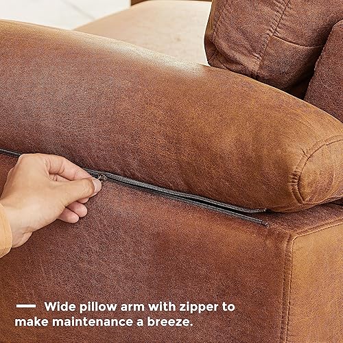 Miniatura 5 de Sofá modular de 100 pulgadas, sofá reversible moderno de cuero sintético de mediados de siglo, sofá de 3 asientos en forma de L con diván para sala