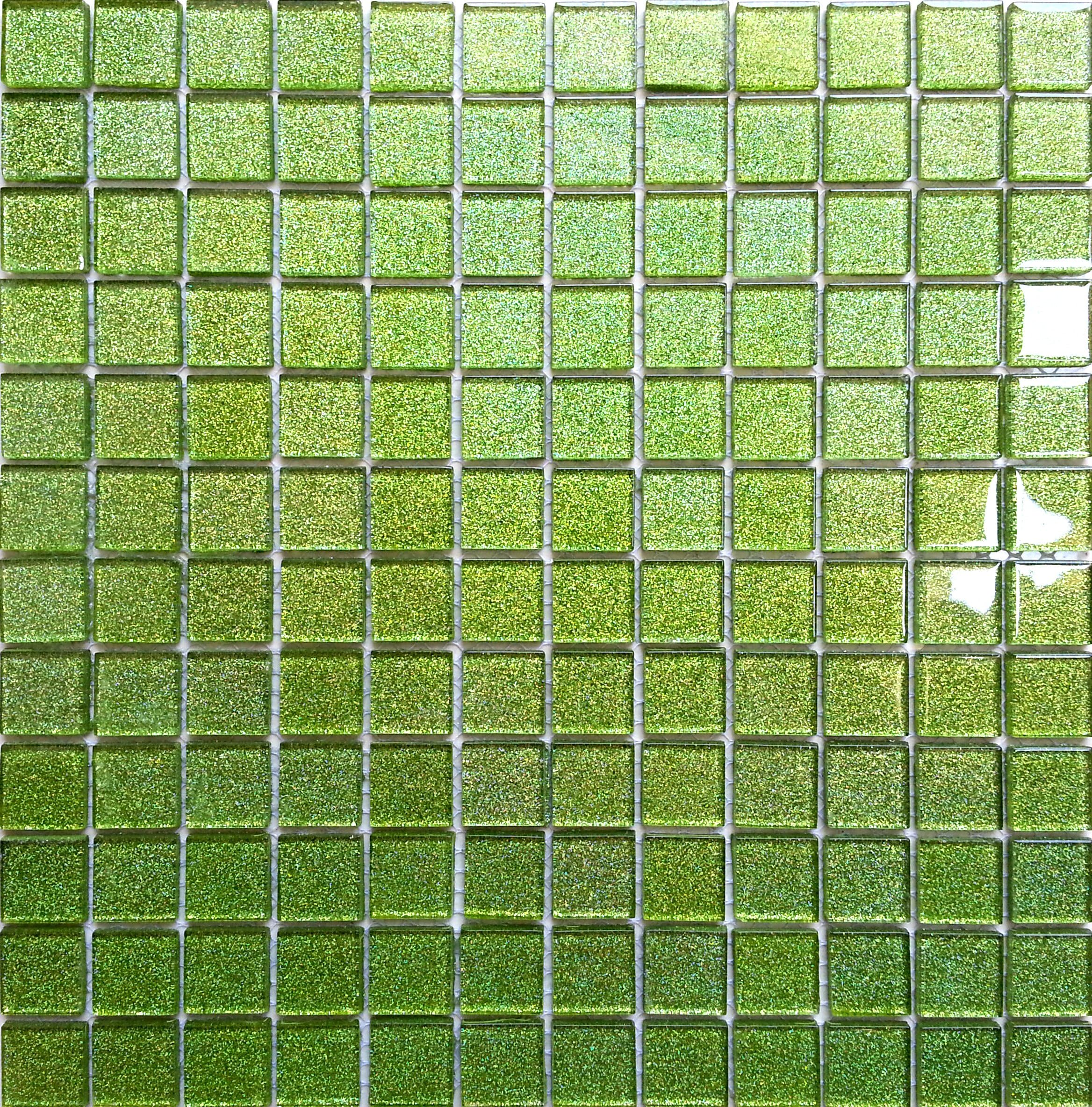 30x30cm Green Glitter Glass Mosaic Tiles Sheet (MT0020)