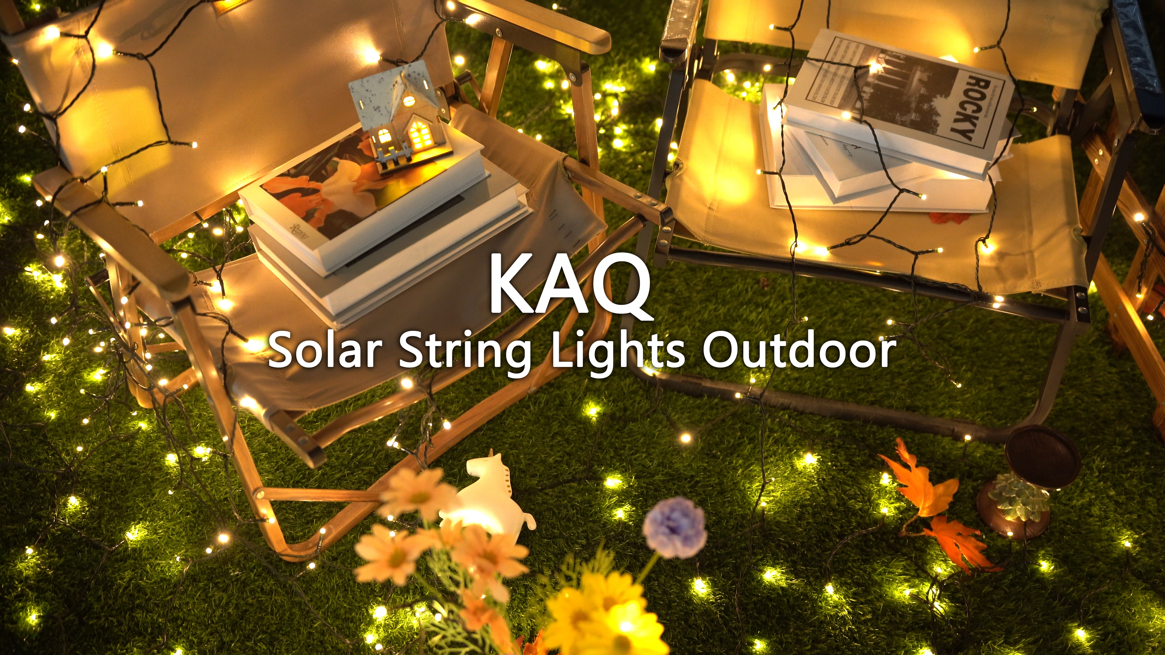 KAQ Solar String Lights Outdoor 2Pack 500LED 180FT Waterproof Warm