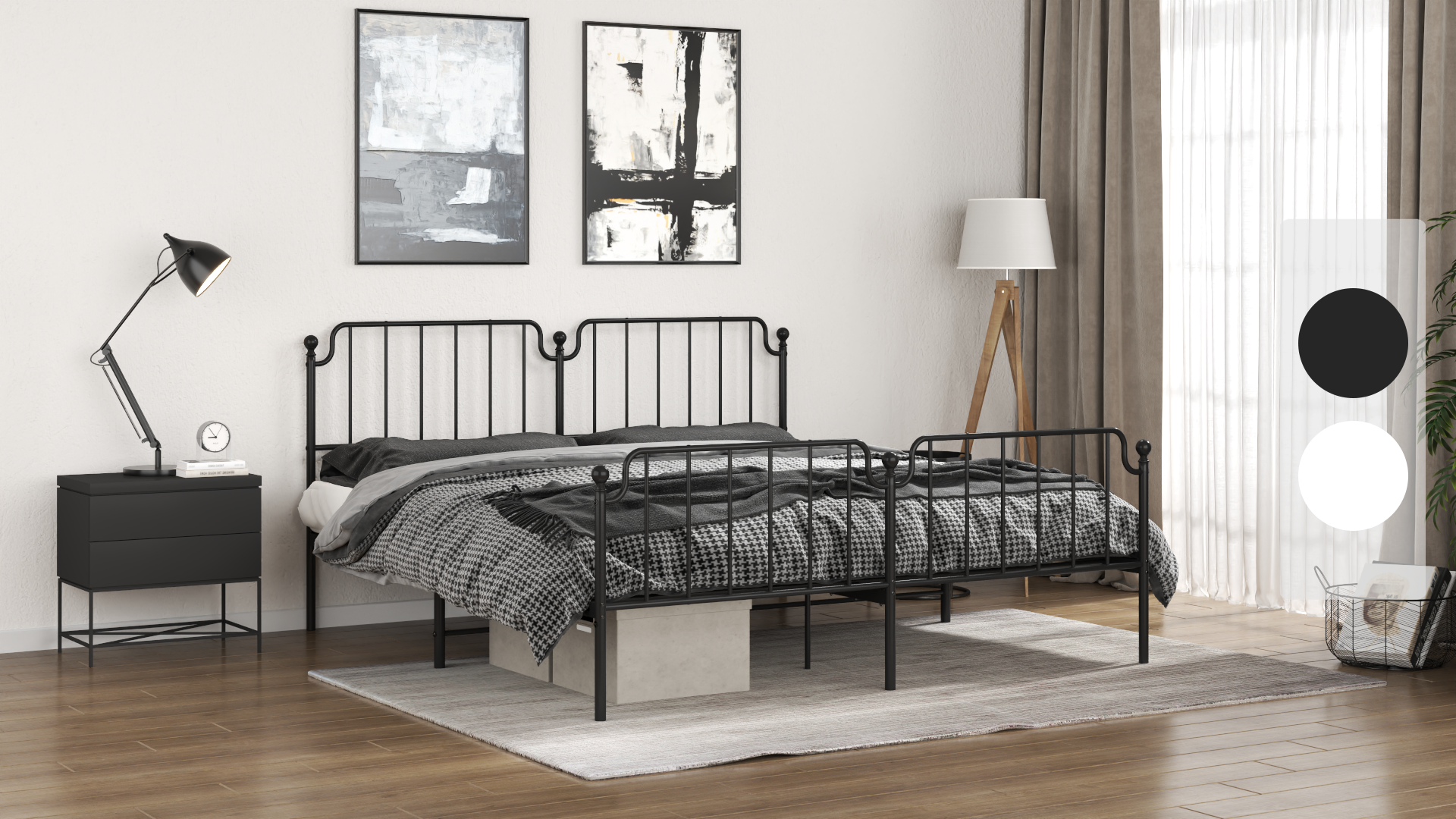 Cama Matrimonial VidaXL Con Cabecero - Estructura De Metal Blanca 135x190 Cm - Incluye Somier