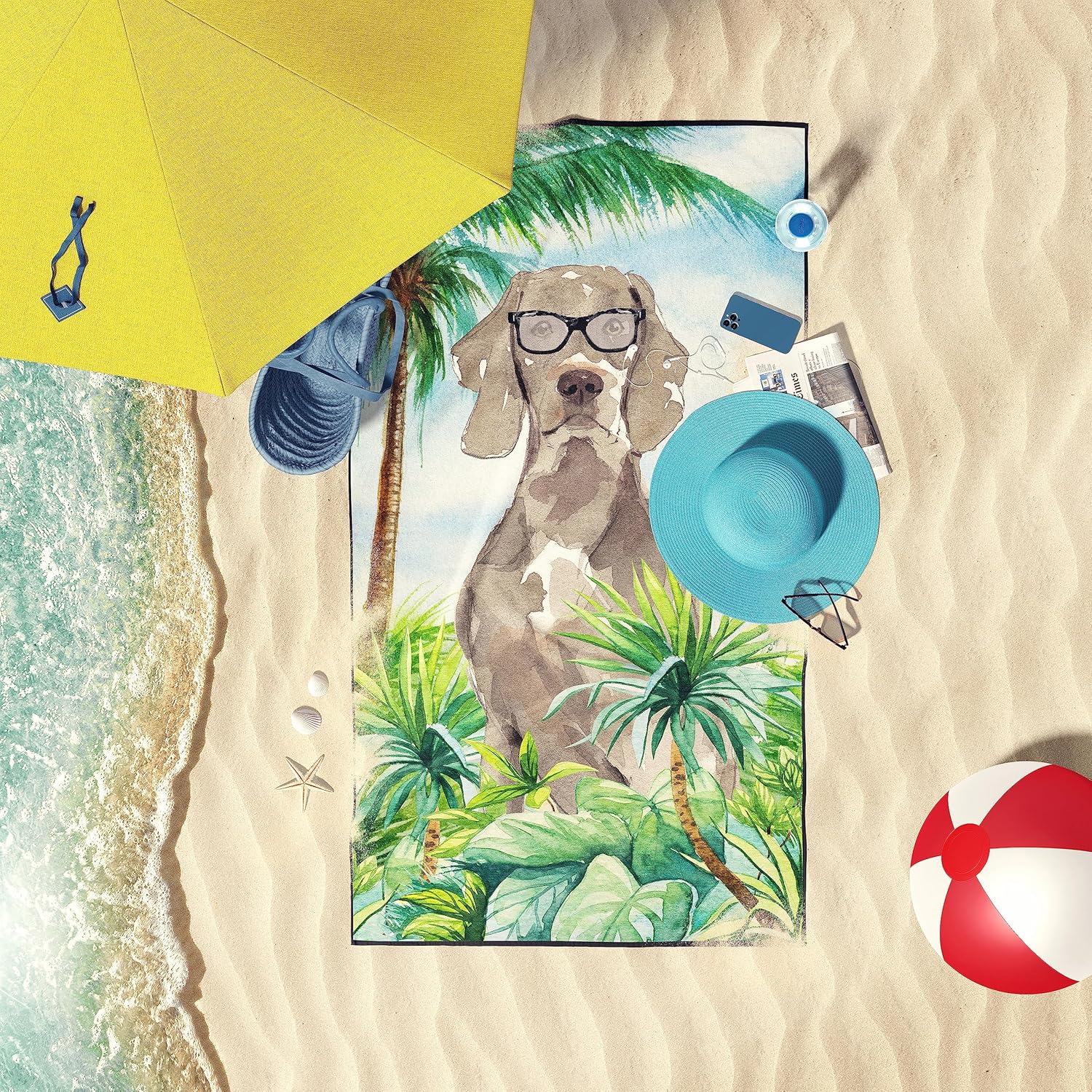 Caroline's Treasures CK2995TWL3060 Weimaraner Premium Beach Towel Oversized Towel Beach Blanket, Pool, Beach Essentials, Yoga, Premium Bath Towel, Quick Dry Plush