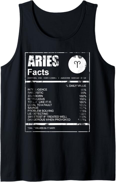 Aries Facts Zodiac Sign Tank Top