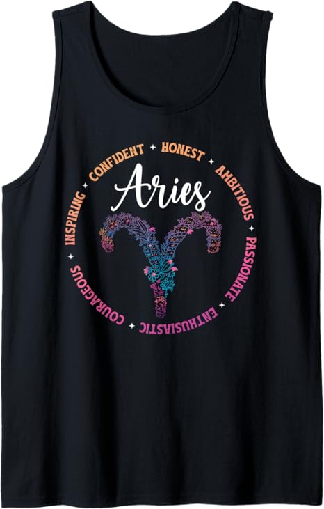Aries Zodiac Sign Aries Horoscope Aries Birthday Tank Top