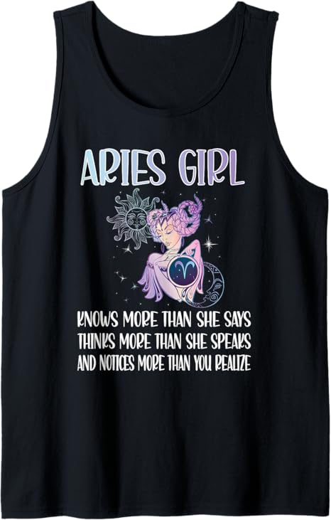 Aries Zodiac Sign Girl Aries Horoscope Astrology Tank Top