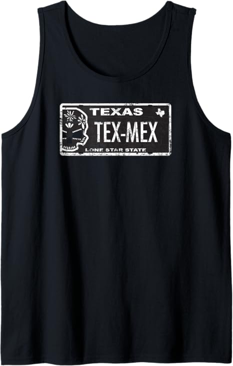Texas Tex-Mex sugar skull license Plate Tank Top