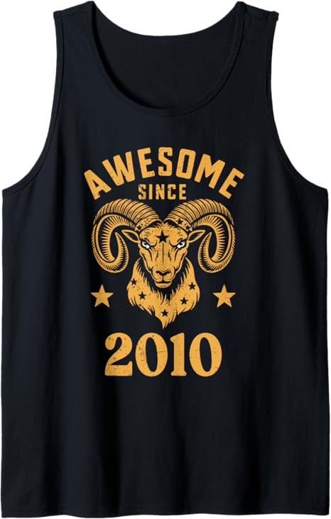 Aries Zodiac Star Sign Awesome Since 2010 Birthday Aries Tank Top