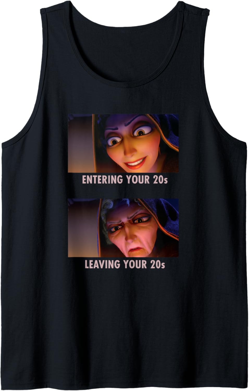 Disney Villains Mother Gothel Entering/Leaving Your 20s Meme Camiseta sin Mangas