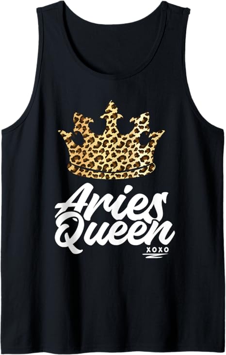 Aries Queen Zodiac Sign Constellation Leopard Birthday Tank Top