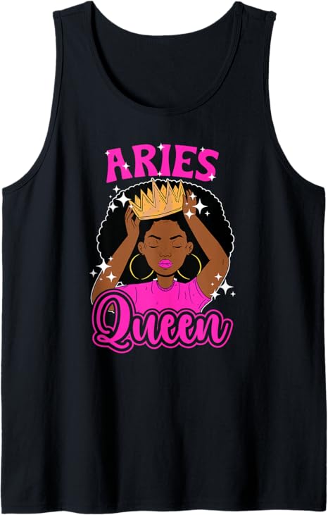 Aries Queen Black Aries Zodiac Sign Aries Astrology Tank Top