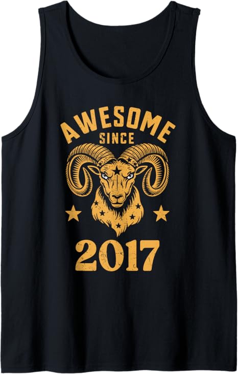 Aries Zodiac Star Sign Awesome Since 2017 Birthday Aries Tank Top