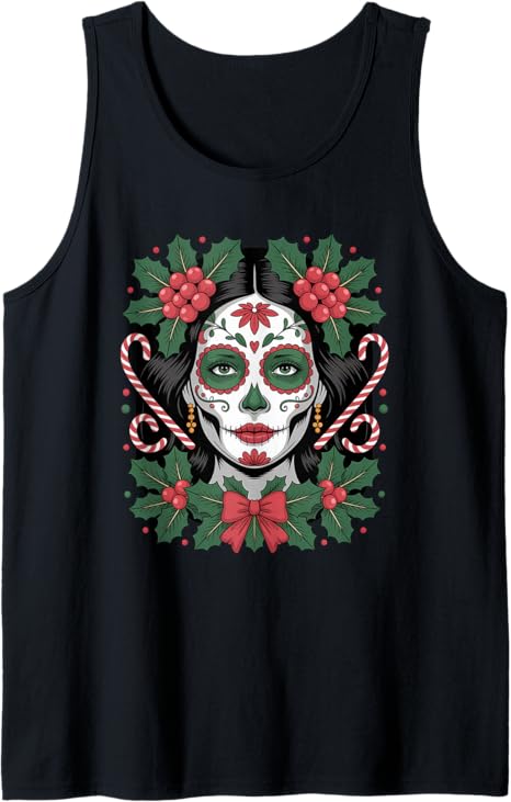 Christmas Skull Gifts Artistic Holiday Santa Tees