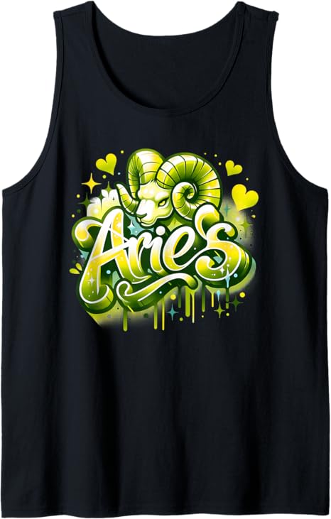 Yellow Aries Zodiac Star Sign Tank Top