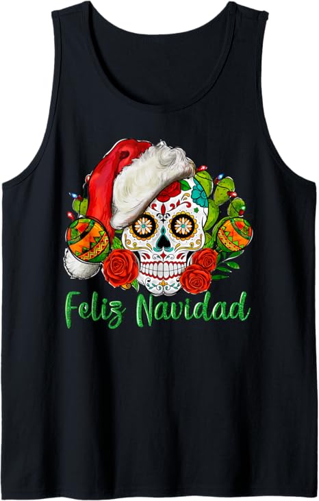 Christmas Feliz Navidad Sugar Skull Santa Hat