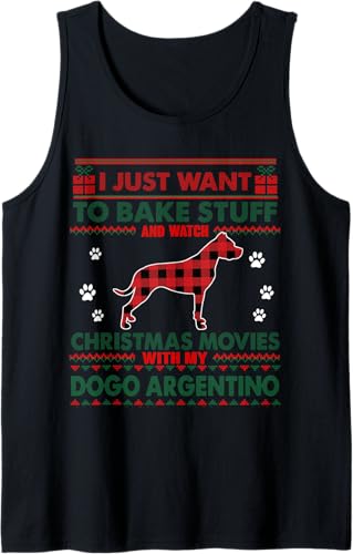 Christmas Movies Dogo Argentino Dog Ugly Christmas Sweater Tank Top