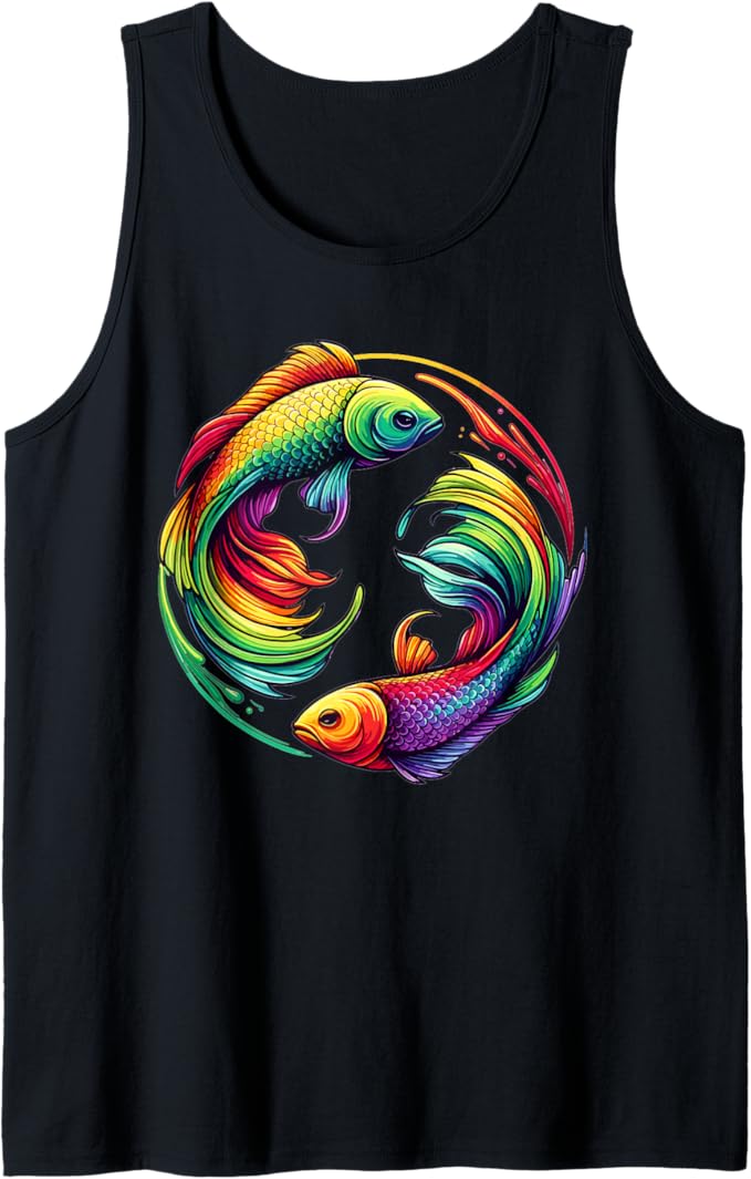 Pisces Zodiac Astrology Symbol Rainbow Design