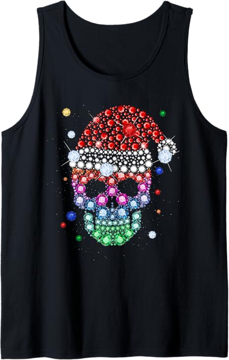 Sugar Skull Santa Hat Merry Christmas