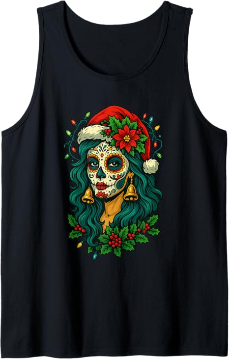 Christmas Sugar Skull Santa Hat
