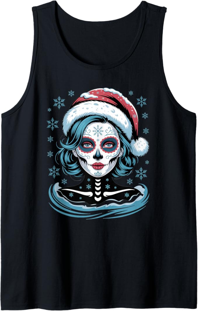 Christmas Skull Gifts Artistic Holiday Santa Tees