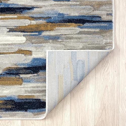 Miniatura 6 de Abani Porto Collection - Alfombra de área, diseño abstracto grisazul, 4 x 6 pies, fácil de limpiar, duradera para niños y mascotas, no desprende