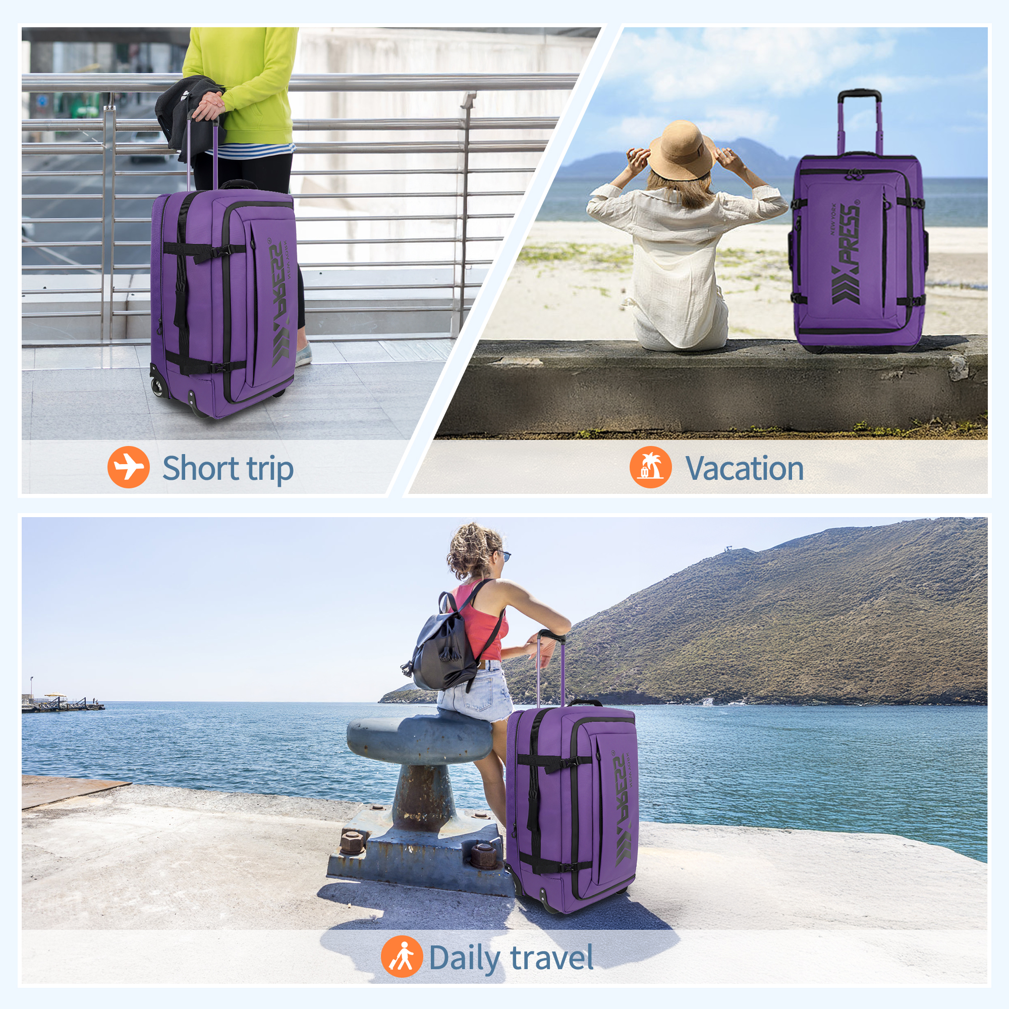 Amazon.com | 26'' Rolling Duffle Bag with Wheels,Rolling Duffle Bag  w/Handle,Carry on Luggage Travel Duffle Bags for Man Women26,Orange | Travel  Duffels