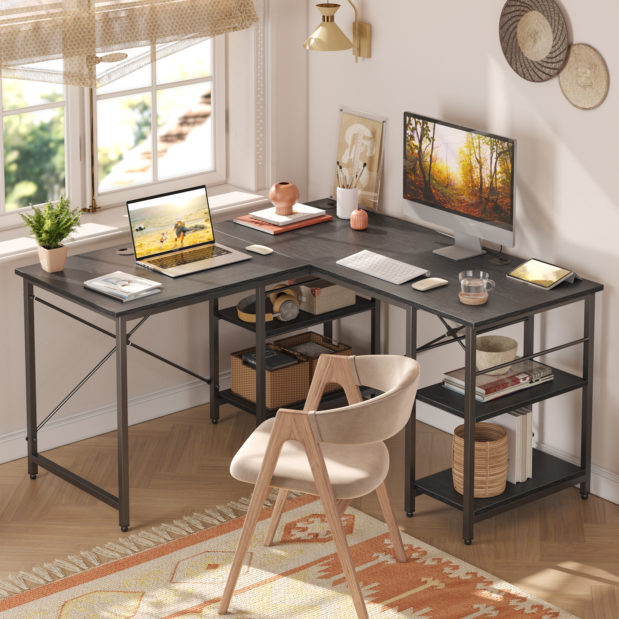 Amazon | Bestier l字デスク パソコンデスク L字型 幅150cm