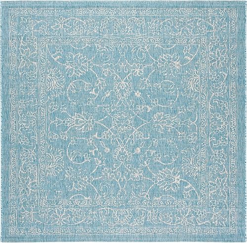 Vista 160 de SAFAVIEH Courtyard Collection - Alfombra decorativa, 2 pies 3 pulgadas x 5 pies, turquesa, no desprende pelusa y de fácil cuidado, para interiores
