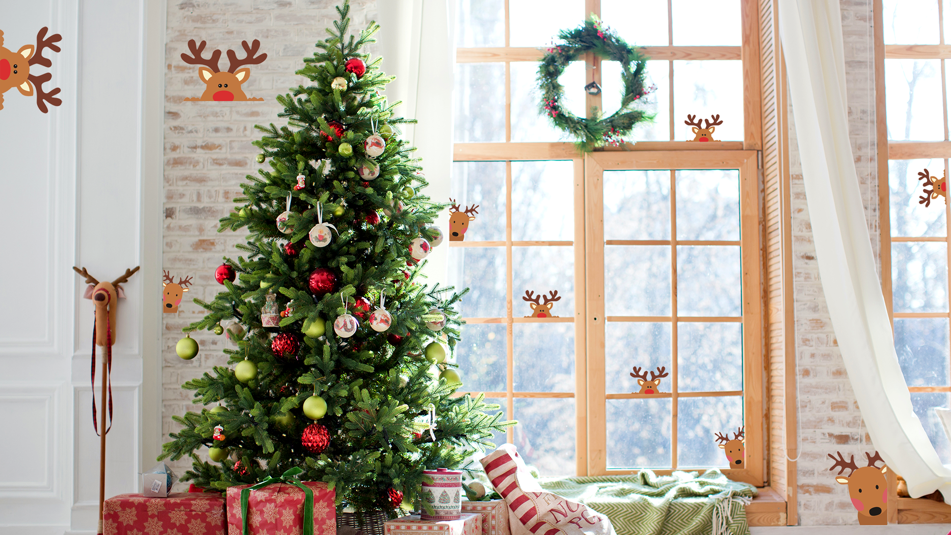 Vinilos navideños renos para ventana, 10 piezas miniatura 7