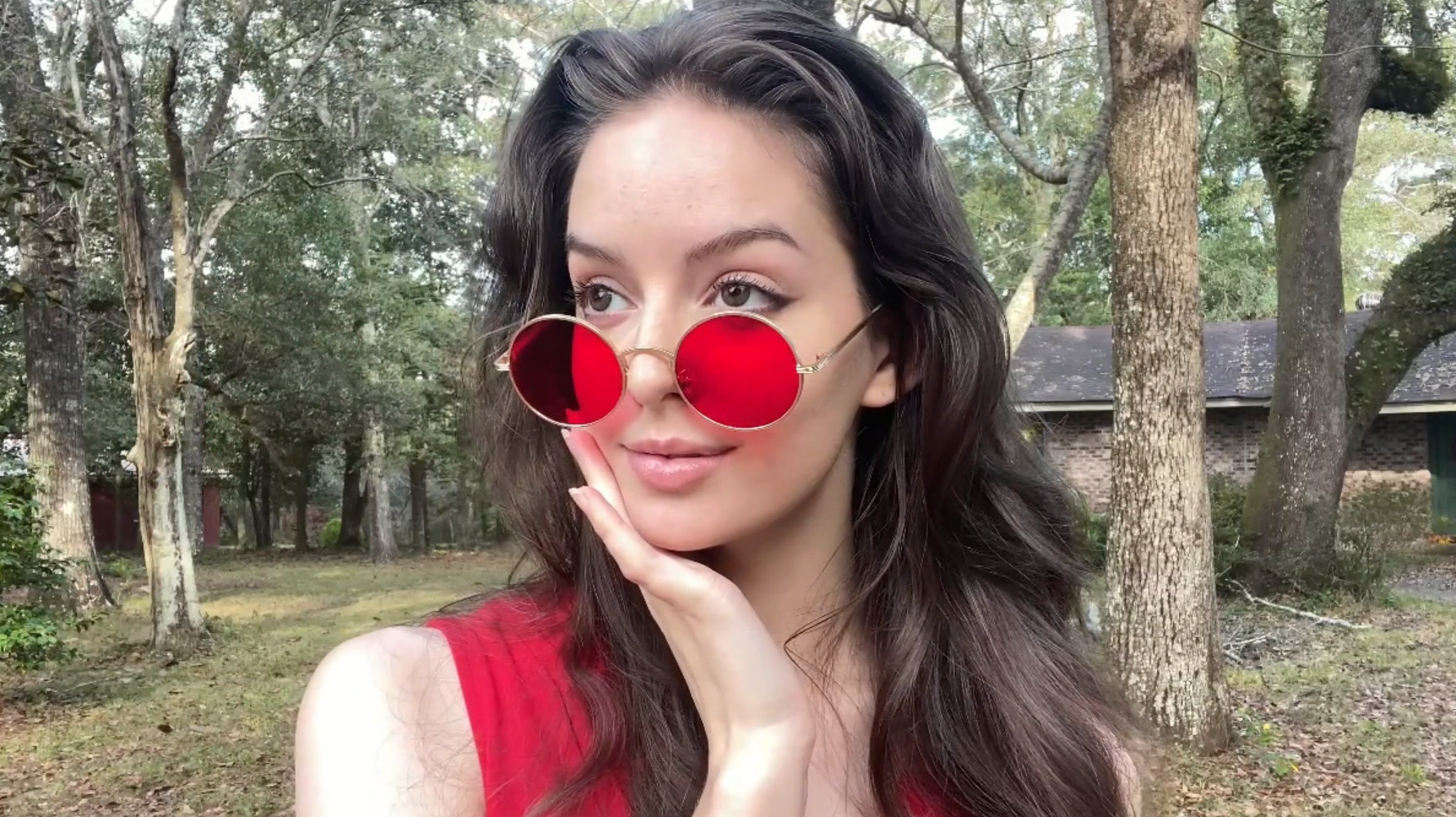 Women\'s Sunglasses with Red Lenses Aectate Glasses Women Anti Blue Light Red Lens Computer  main image 3