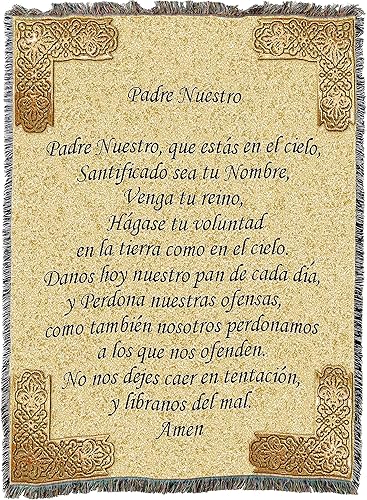 Miniatura 4 de Manta de oración del Señor en español – Nuestro Padre – Tapiz de regalo religioso tejido de algodón – Fabricado en los Estados Unidos (72 x 54