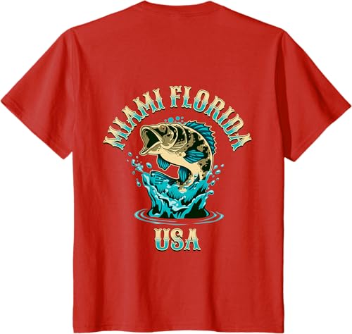 Miniatura 5 de Miami Florida USA Fishing Design on Front and Back T-Shirt