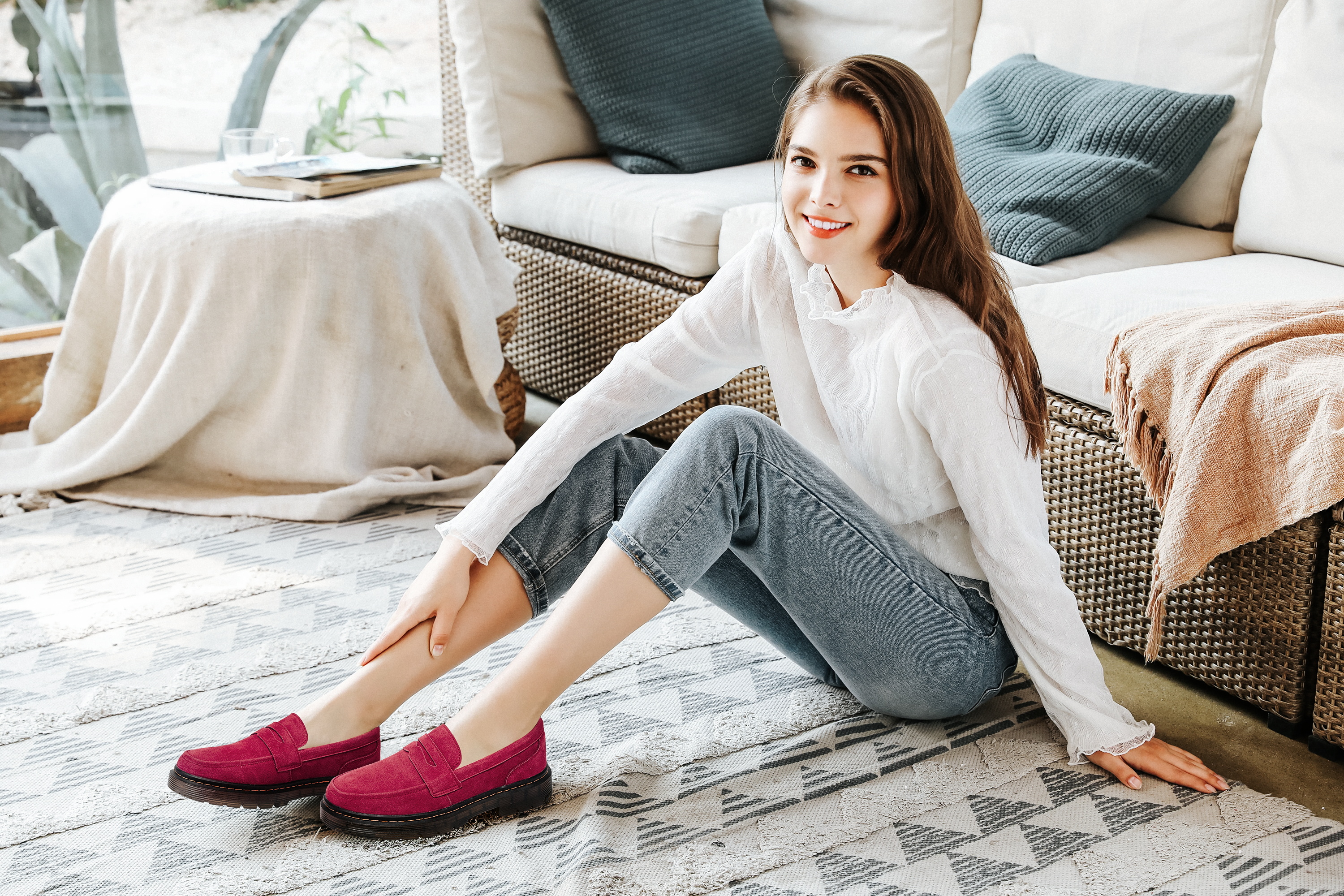 Sunporx Mocassini Donna In Pelle – Slip On Comodi, Scarpe Basse Da Guida Con Suola In Gomma, Punta Rotonda