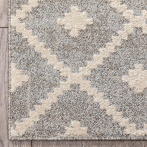 Miniatura 5 de Well Woven Ainsley - Alfombra para pasillo de tamaño personalizado, elige tu longitud, diseño geométrico tribal y enrejado de diamantes marfil, 27