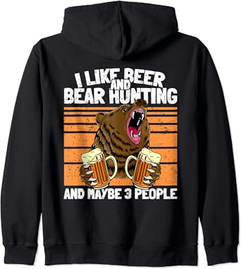 Amazon Com I Like Beer And Bear Caza Divertida Bebida Camping Hunter Zip Hoodie Ropa Zapatos Y Joyeria