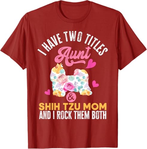 Miniatura 18 de I Have Two Titles Aunt and Shih Tzu Mom | Funny Dog Men Women T-Shirt Black,Navy Blue,Asphalt Grey,Cranberry Red,Red,Kelly Green,Dark Heather