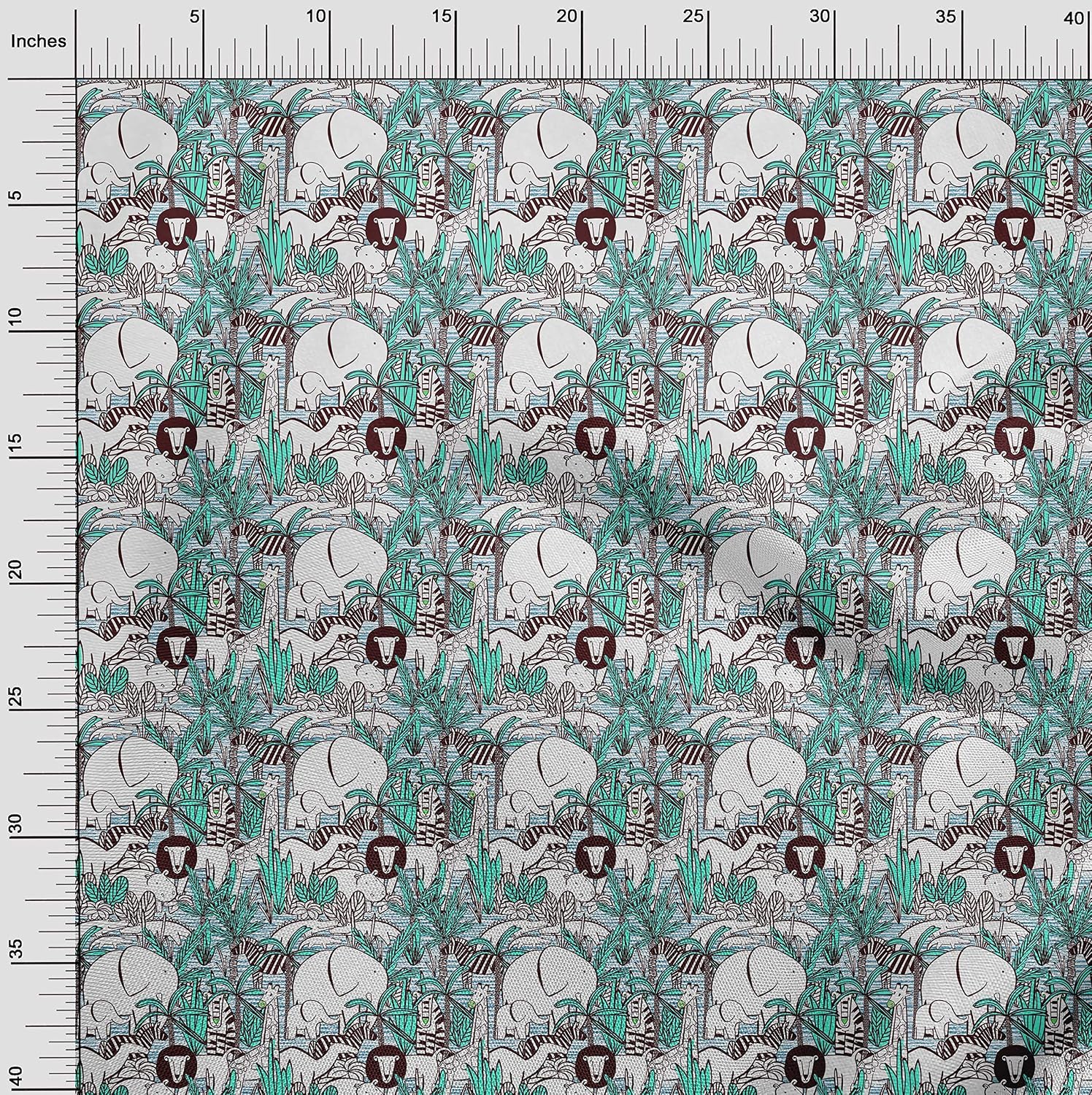 oneOone Cotton Flex Sea Green Fabric Kids Animal Fabric for Sewing Printed Craft Fabric By The Yard 40 Inch Wide