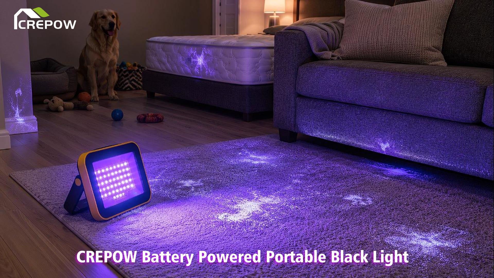 CREPOW Rechargeable LED Black Light, Battery Powered Portable