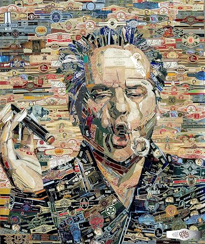 Cigar band collage Jack Nicholson (Acrylic, 28"x34")