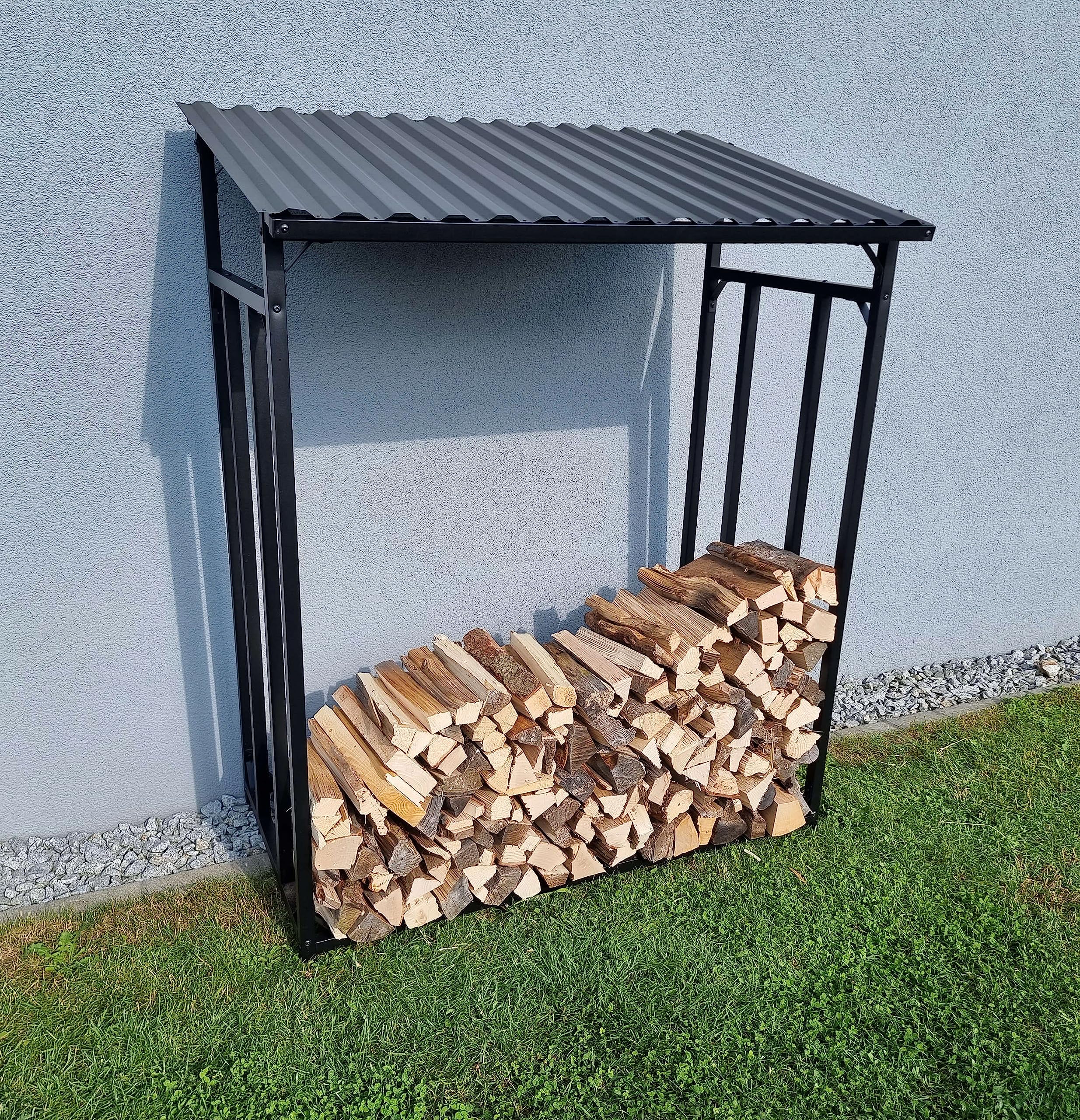 vanvilla Kaminholzregal außen Metall 135x70x165 cm 1,3 m³ Brennholzregal außen Holzlagerregal Holzlager aussen Größe ML