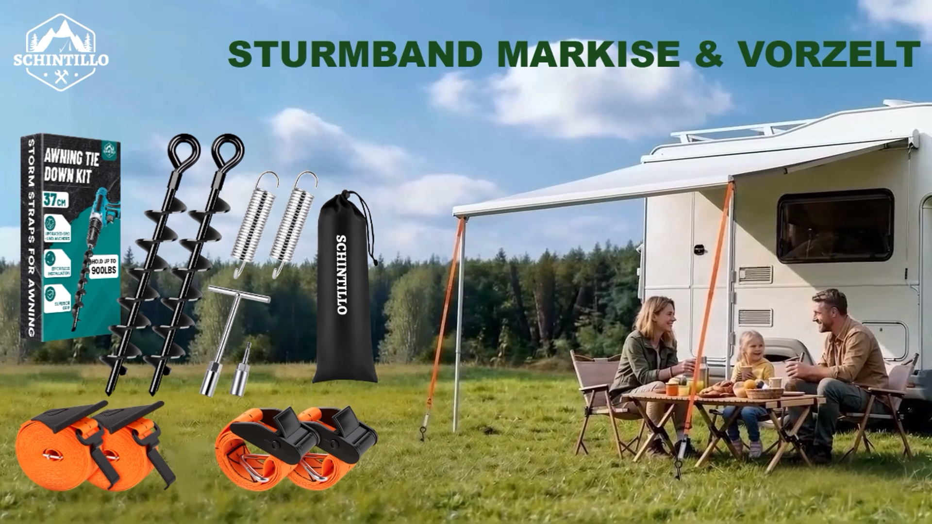 SCHINTILLO Verbessert Sturmband Markise & Vorzelt für Thule/Fiamma