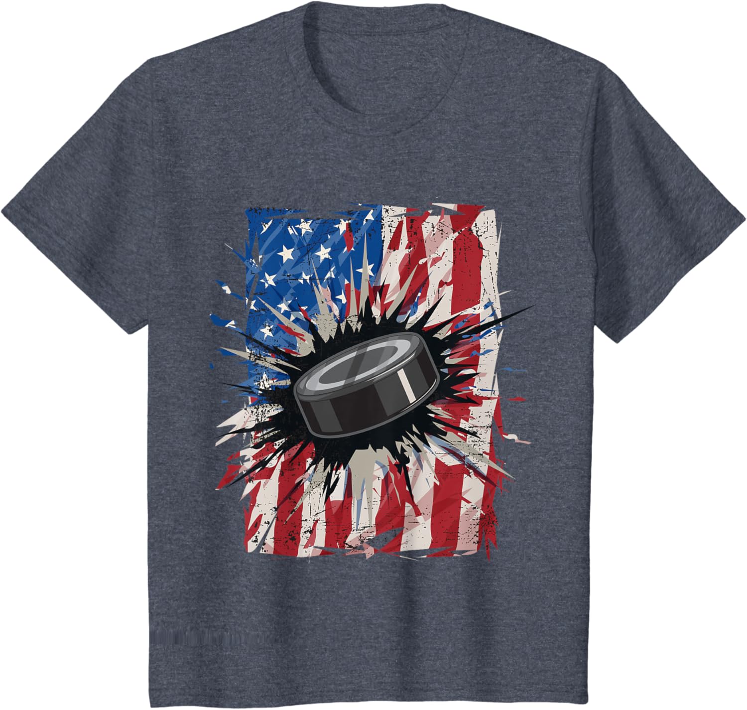 Patriotic Ice Hockey 4th of July Men USA American Flag Boys T-Shirt