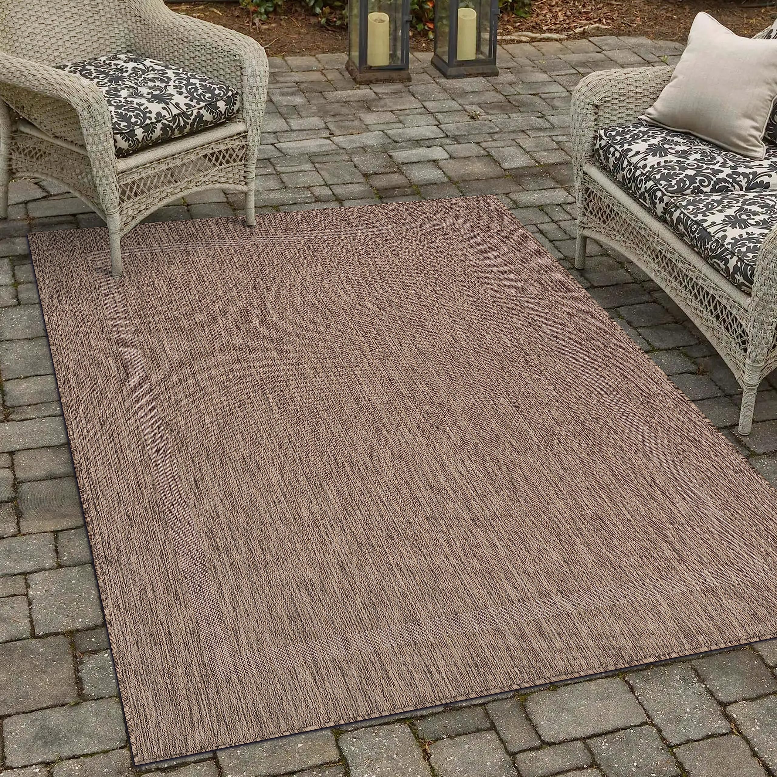 SIMPEX Tapis d'extérieur, Unicolor - Monochrome, Tapis Marron, 160 x 230 cm, Tapis de Style Moderne, Cuisine, Balcon, terrasse, Jardin, Pique-Nique
