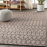 Vista 3 de JONATHAN Y Alfombra de área geométrica marroquí para interiores y exteriores 3X5 natural/negro, Ourika tejido texturizado para patio trasero, patio