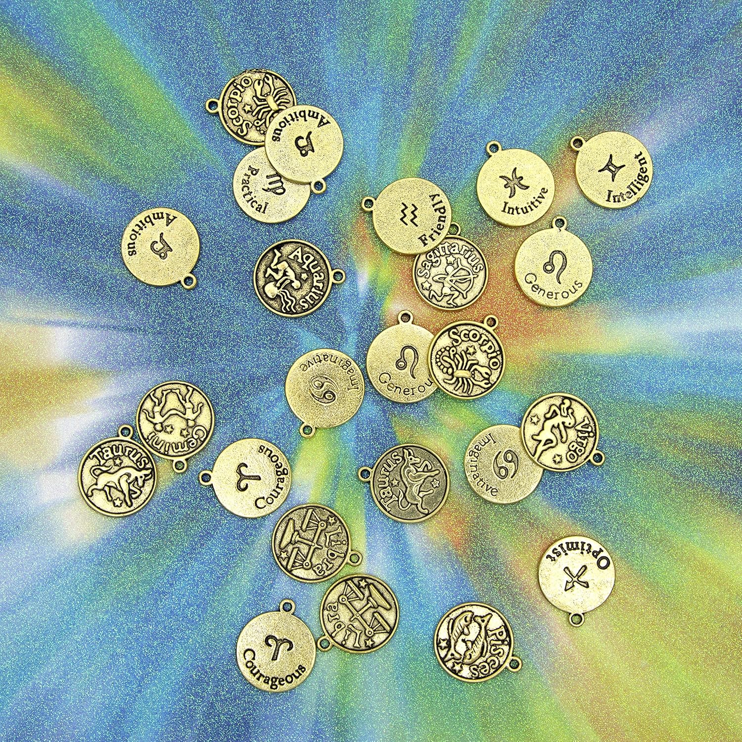 Cousin DIY Zodiac Charm Set, 24 Count, Gold 24 Count